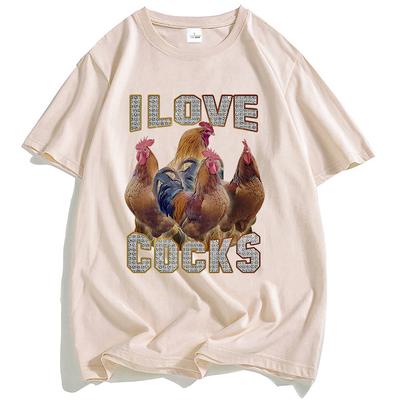 Я люблю петухов Смешная футболка с мемом про петухов Любитель кур Футболка с коротким рукавом Женская Мужская Уличная одежда Унисекс