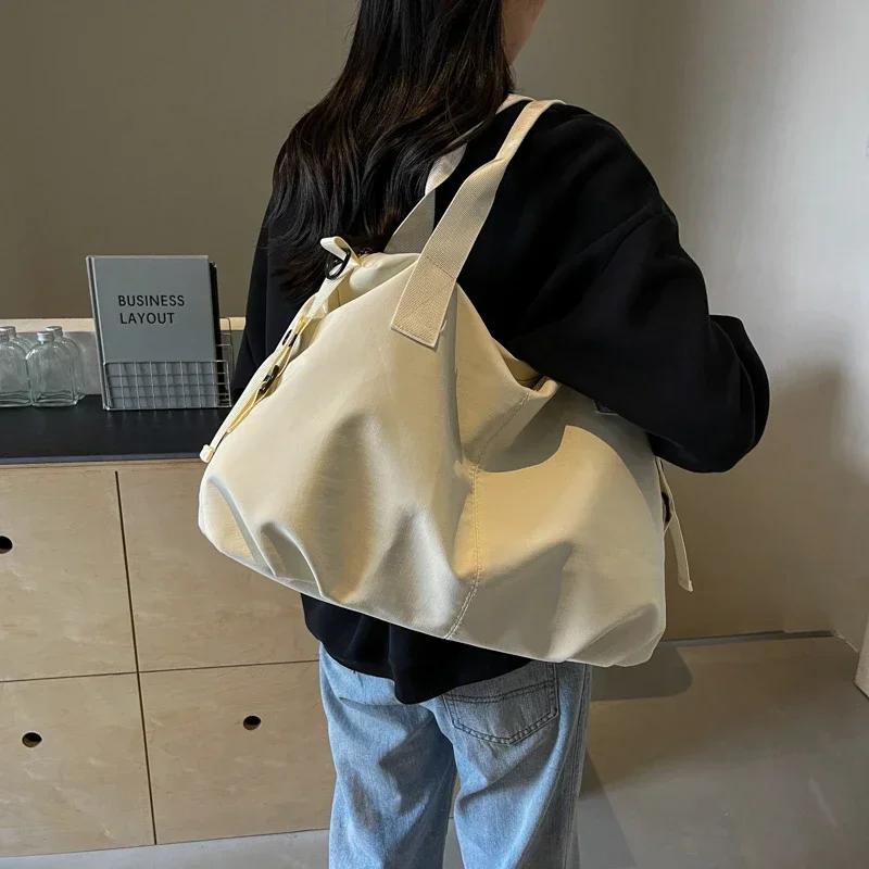 Сумки на плечо из нейлона однотонного цвета с застежкой-молнией, высококачественные сумки с внутренним карманом для женщин, швейная линия, сумки через плечо