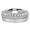 European and American retro zircon skull woven bracelet bracelet set Roman numerals letter woven stainless steel bracelet