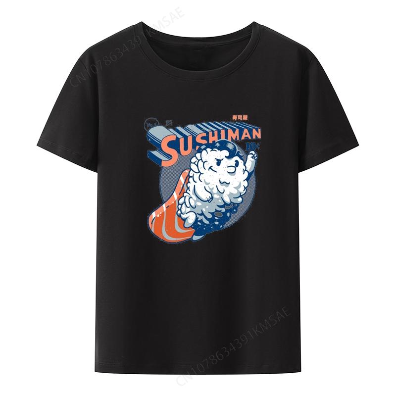 Sushiman Funny Print T-shirt Roupas Masculinas Short-sleev Clothes Clothing Tops Casual Camiset