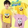 SpongeBobs SquarePants Детская одежда Лето Аниме Короткие рукава Милая одежда Patrick Star Хлопковая футболка Мультяшные детские топы