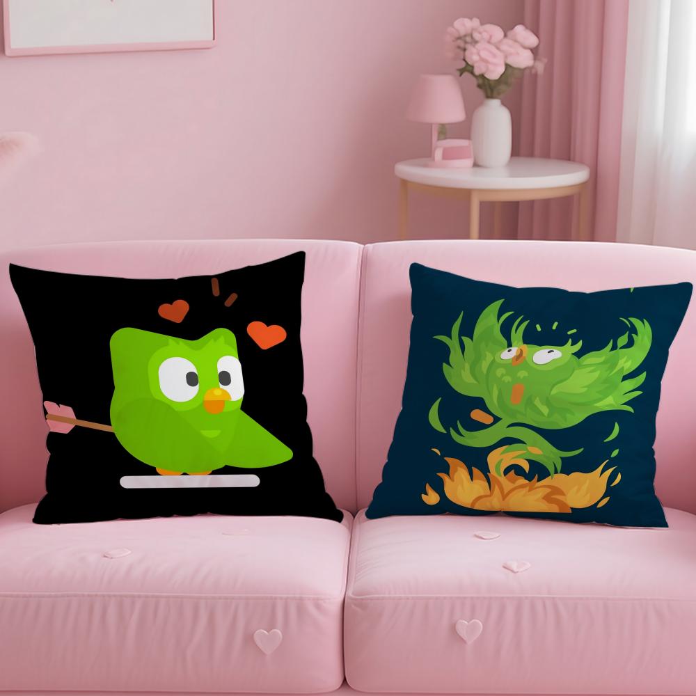 Cute Cartoon DDuolingos Pillow Case Soft Plush Fabric DoubleSided Printed Cushion Cover Warm Winter Sofa Pillow Case