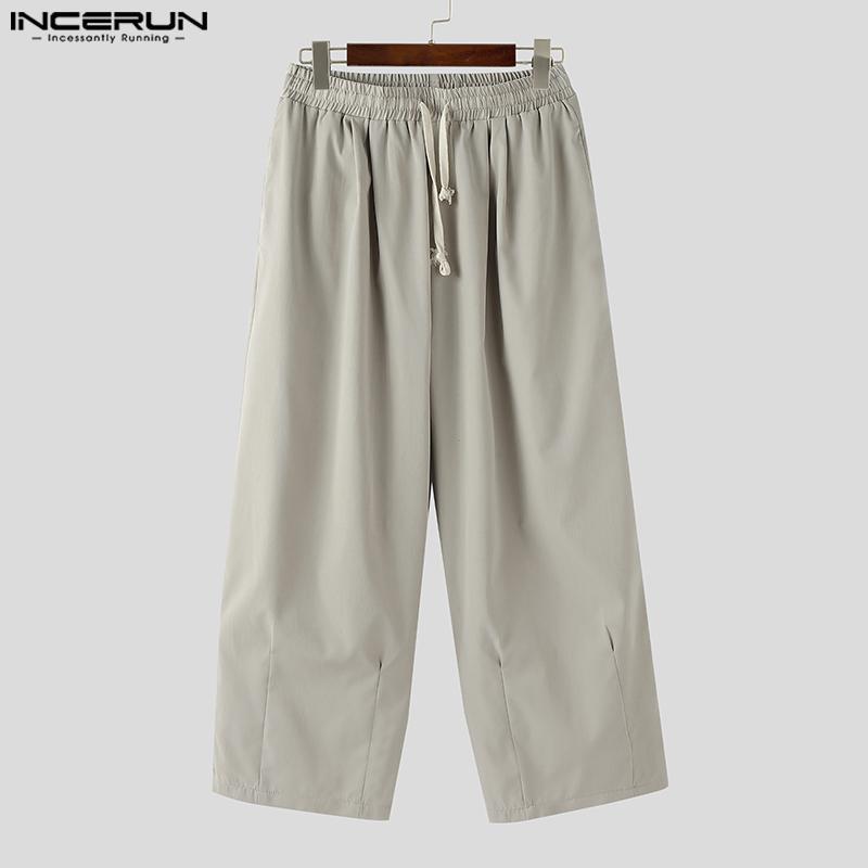 INCERUN Мужские брюки на кулиске Повседневные с эластичной талией Длинные Свободные Большого размера Брюки