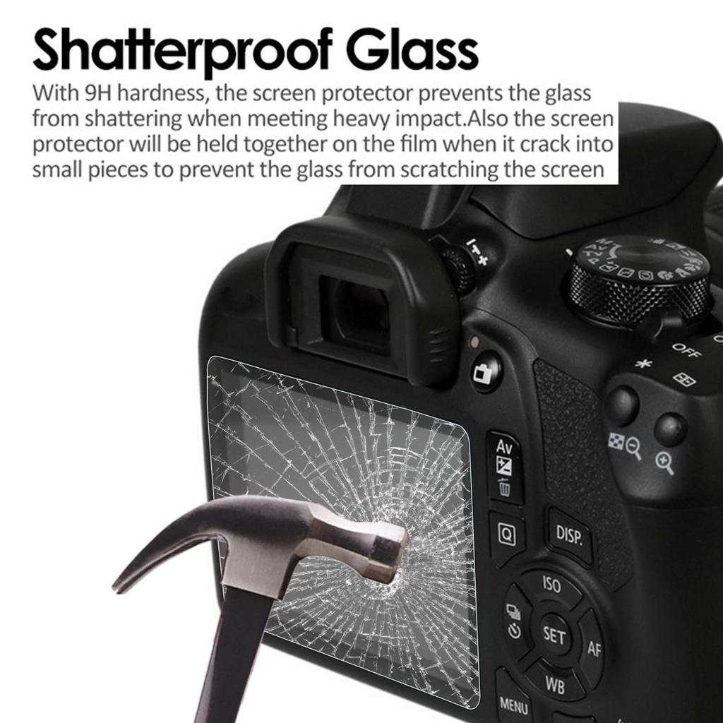 Screen Protector Tempered Glass Steel 9H Impact Compatible with Canon (3-Pack) Film, Film, Hardness, Resistant, Shatterproof, Anti-Fingerprint,