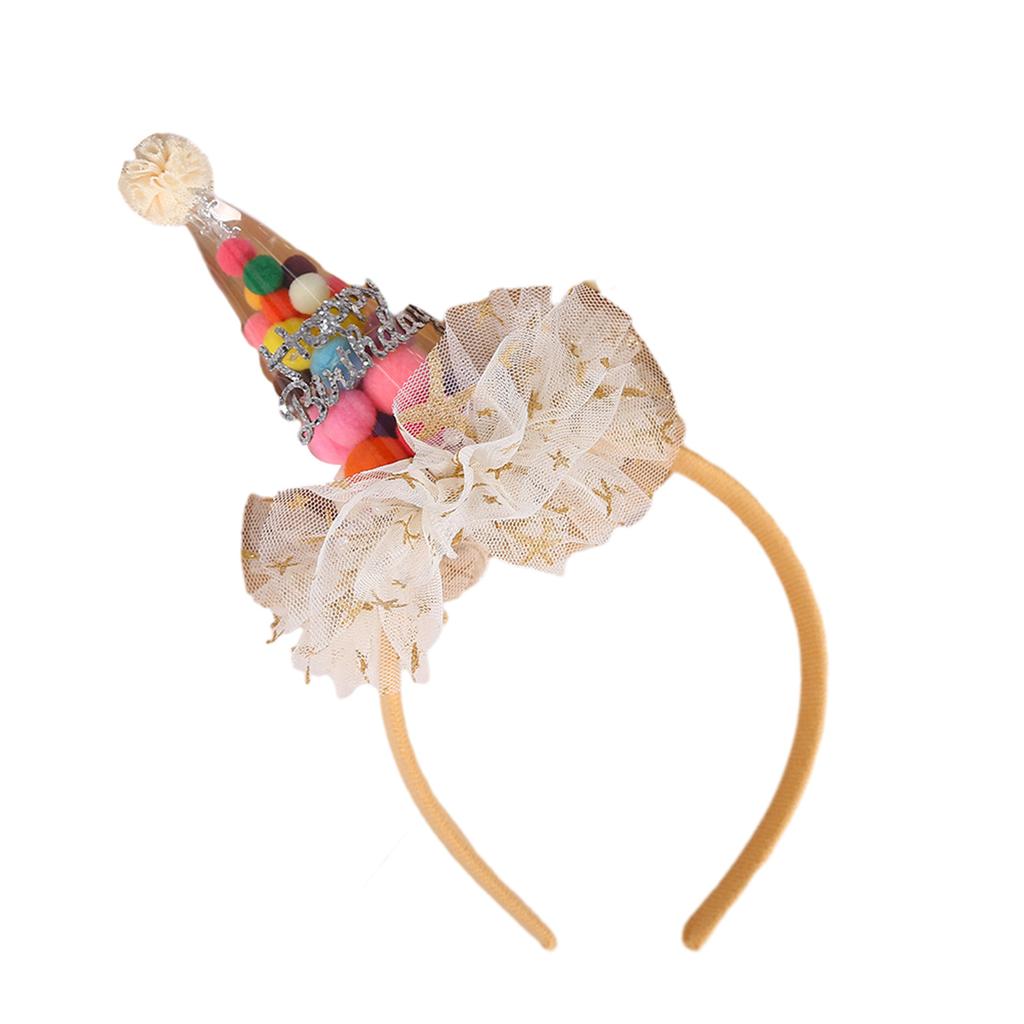 Birthday Party Hairhoop Adult Party Hat Headband Rainbow Candy Lace Hairband for Children Photography Head Accessories