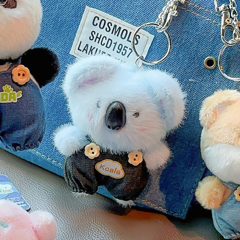 Jinnew Original Trendy Keychain With Soft Plush Cartoon Animal Designs In Style Denim