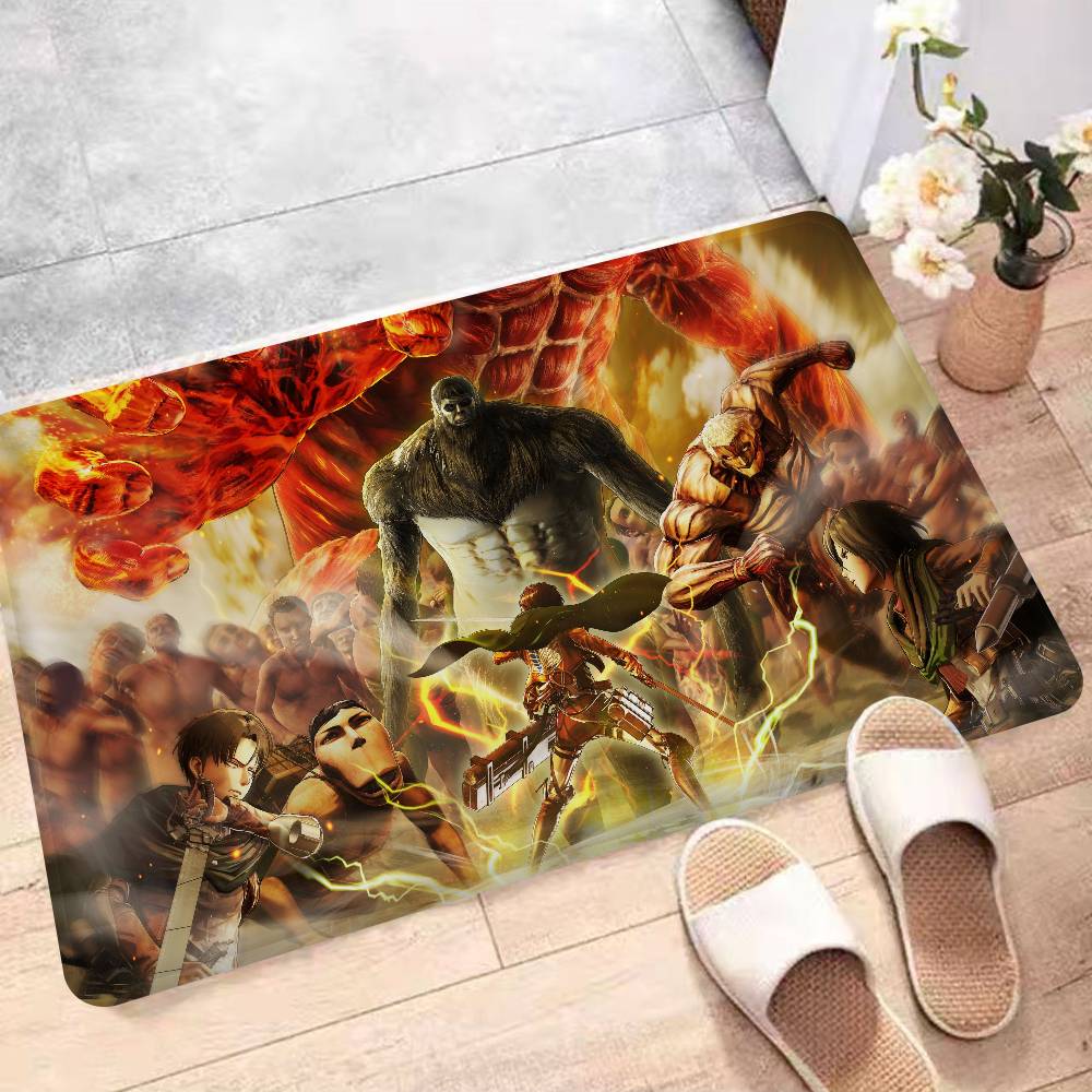 Мультяшный коврик для входной двери Атака Титанов, моющийся, нескользящий, коврик для зоны дивана и кресел в гостиной, кухонный приветственный коврик