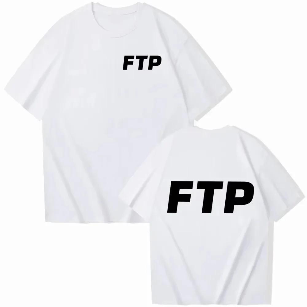2025 FTP Печатные футболки Унисекс и Женские Харадзюку Рэп Стиль Музыка Круглый вырез Короткий рукав Повседневная Свободная одежда