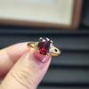 Imitation Pomegranate Red 8 × 10Mm Ring Femininity Premium Gold-Plated Red Stone Live Adjustable Ring