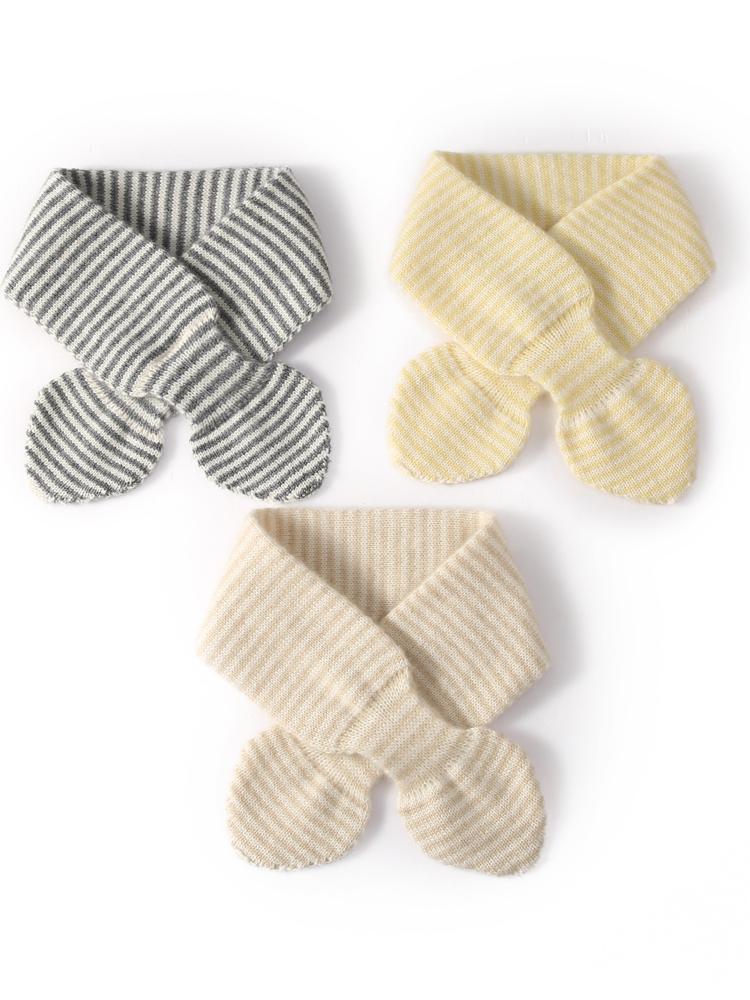Women 100 Pure Cashmere Knitted Small Bowknot Scarf Neckerchief Thin Stripes Neck Warmer Ring Collar Female Boutique Small Accs