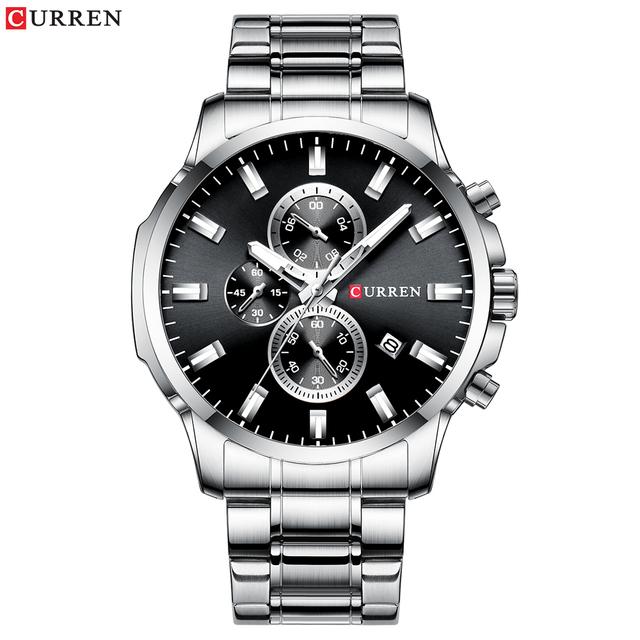 CURREN Luxury Brand Sports Quartz Watches Men Watch with Luminous Hands Chronograph Auto Date Fashion Stainless Steel Wristwatch