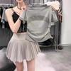 Футболка Diamond In Gray с короткими рукавами для женщин. Летний модный и стильный топ из чистого хлопка.