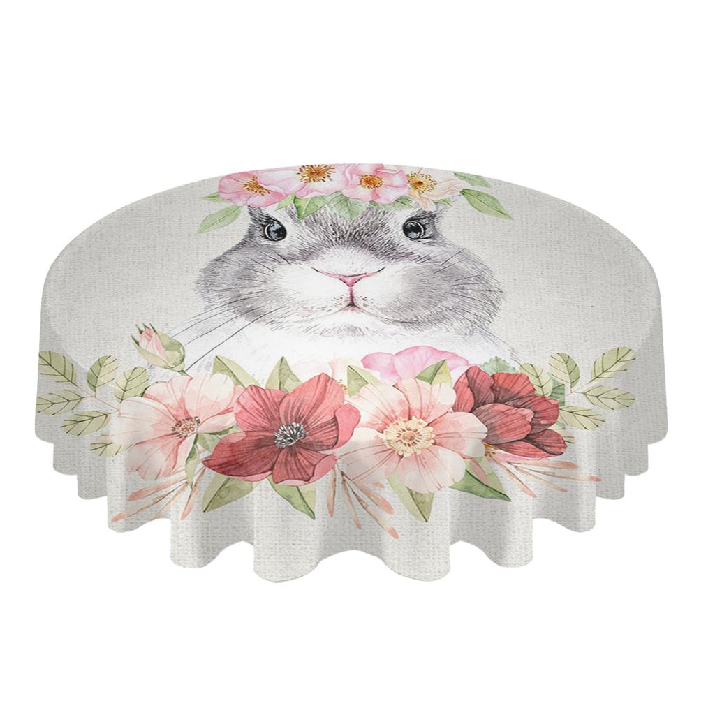 Пасхальный акварельный кролик цветок круглый стол скатерть фестиваль столовая водонепроницаемая скатерть покрытие стола для свадебной вечеринки декор