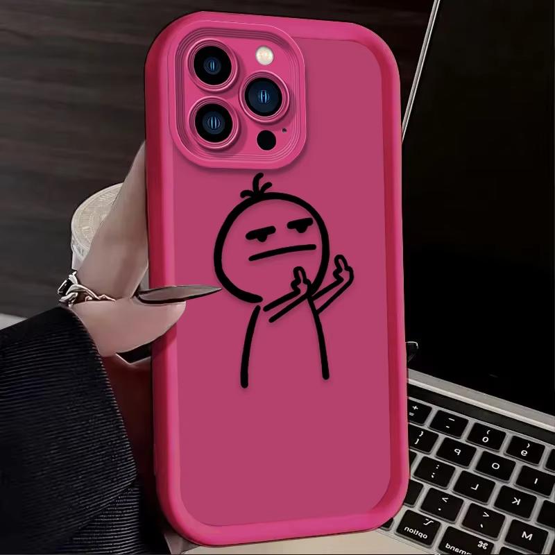 Мультяшный забавный жест презрения Чехол для телефона iPhone 16 15 14 13 12 11 Pro Max XS Max XR 7 8 Plus Ударопрочный силиконовый задний чехол