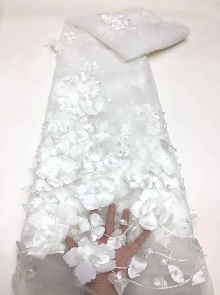 3D Вышитая Цветочная Сетчатая Ткань для DIY Шитья Вышитая Кружевная Одежда Свадебное Платье Вышивка Ткань для Одежды 5 ярдов