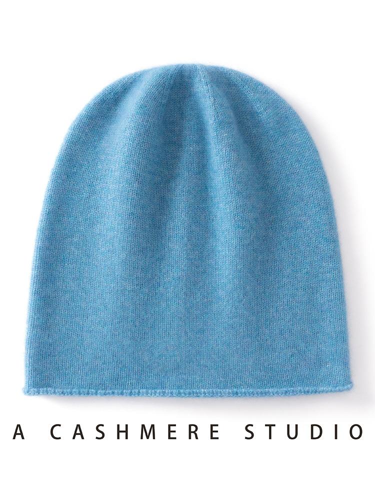 % Cashmere Blended One-Line Seamless Warm Knitted Curled Men's and Women's Cashmere Hats