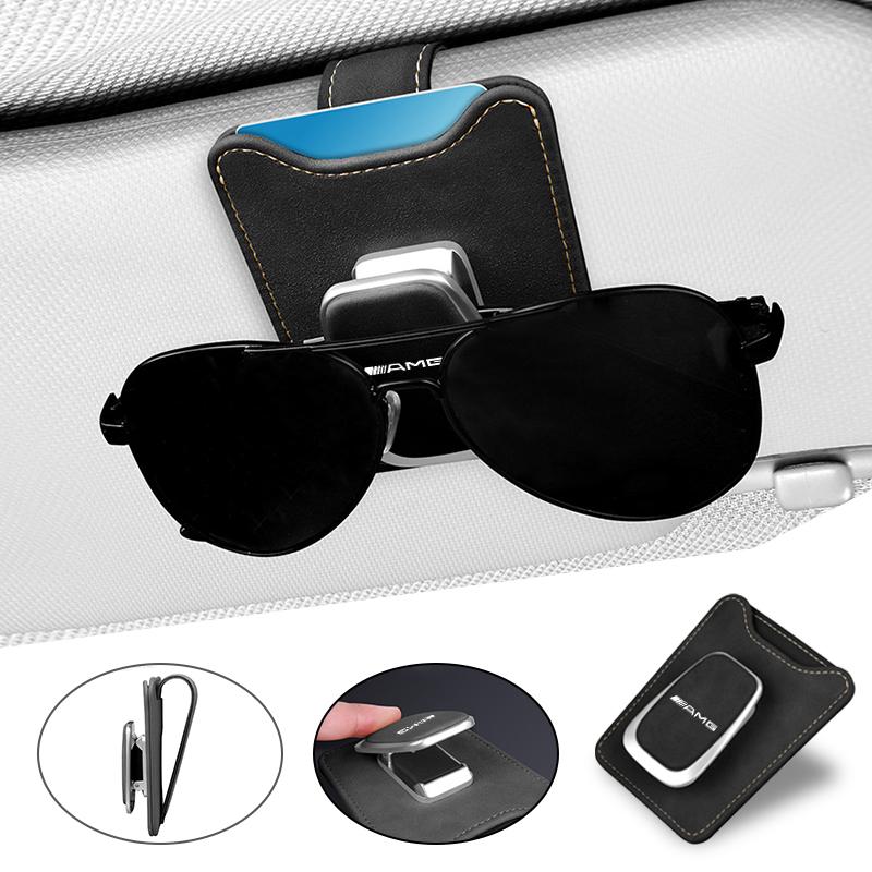 XKJ1 1Pc Car Logo Sun Visor Sunglasses Clip Glasses Case For Mercedes Benz AMG W203 W204 W205 W211 W463 W210 W212 W213 W218 W176 W218