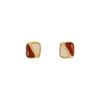 Maillard Color Block Sugar Cube Retro Earrings - Women's High-End Unique Studs 2025