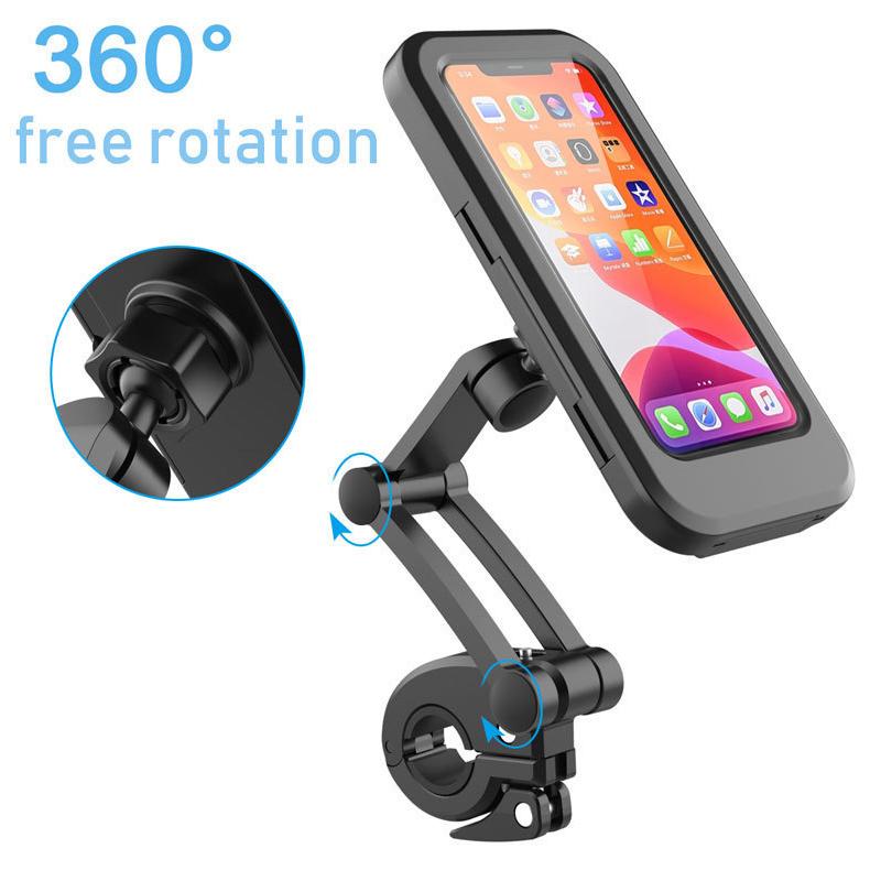 360°Rotation Adjustable Waterproof Motorcycle Phone Mount Cell Phone Holder for Motorcycle Bike Handlebars with Touch Screen