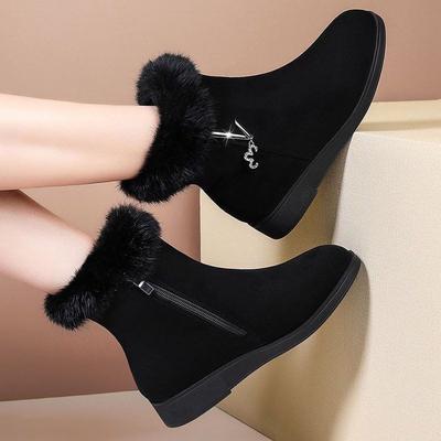 Женская хлопковая обувь, зимние сапоги, осенние и зимние утолщенные хлопковые сапоги для мам, бархатная обувь на плоской подошве с защитой от холода на меху