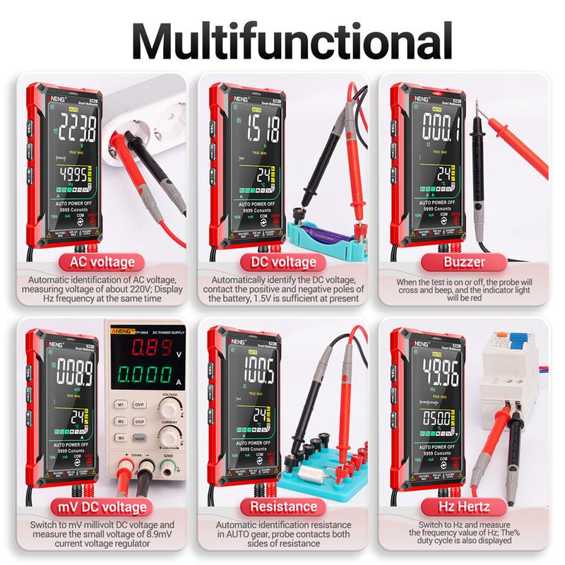 ANENG Digital Multimeter Tester Touch TRMS 9999 Counts Rechargeable Anti-burning Ohm Amp Volt Meter Electric Measuring Tool