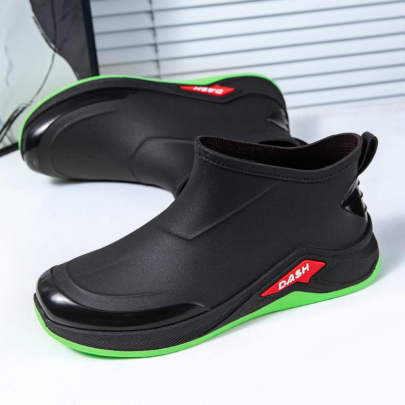 Мужские модные короткие непромокаемые сапоги, нескользящие, водонепроницаемые, кухонные, резиновые сапоги, мягкая подошва, износостойкая обувь для автомойки, для работы и отдыха на воде