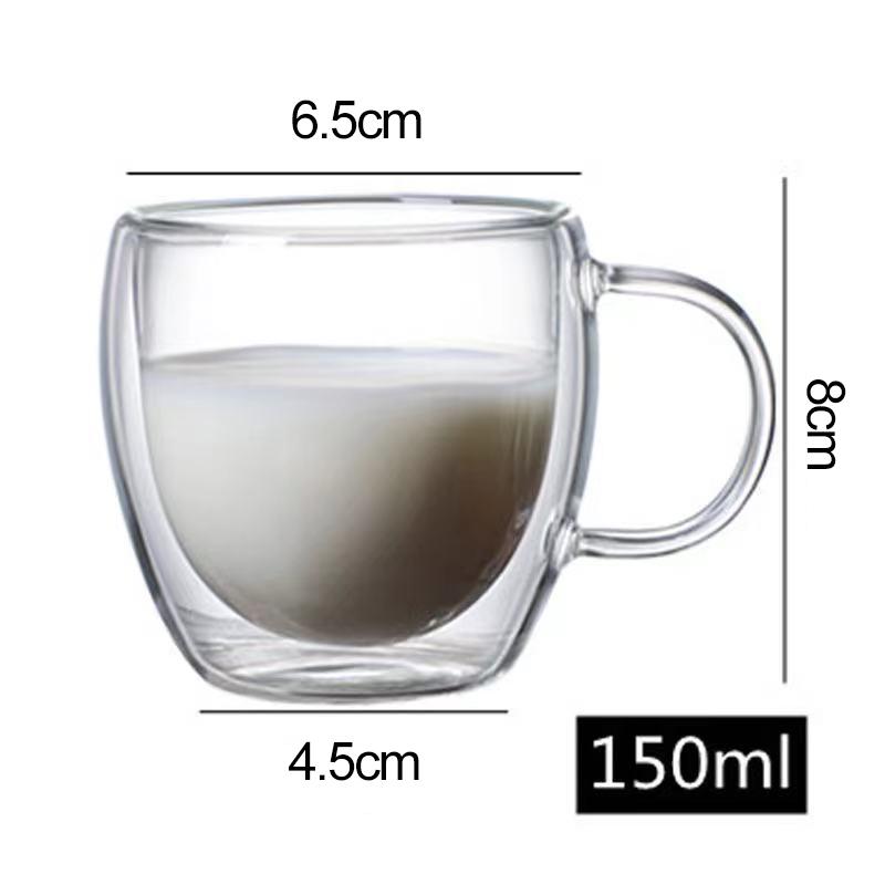 150/250/350/450 мл Двухслойная прозрачная стеклянная кофейная чашка с ручкой Двухслойная теплоизоляция Высокотемпературная чашка для сока и молока