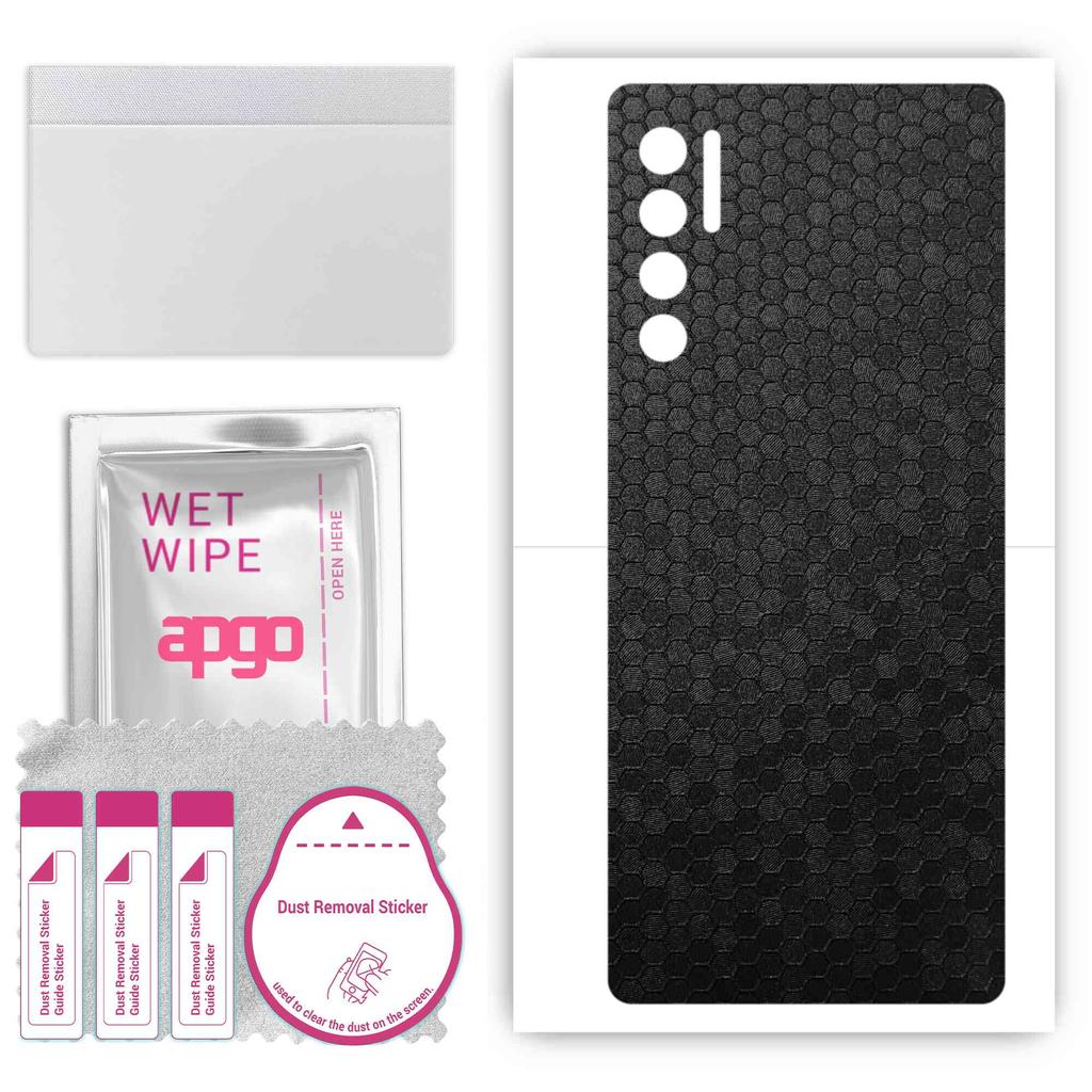 apgo Protective Skin Sticker for the Back Compatible with TCL 20L Plus, Wrap Film, Foil, Vinyl - Pattern Black Honeycomb