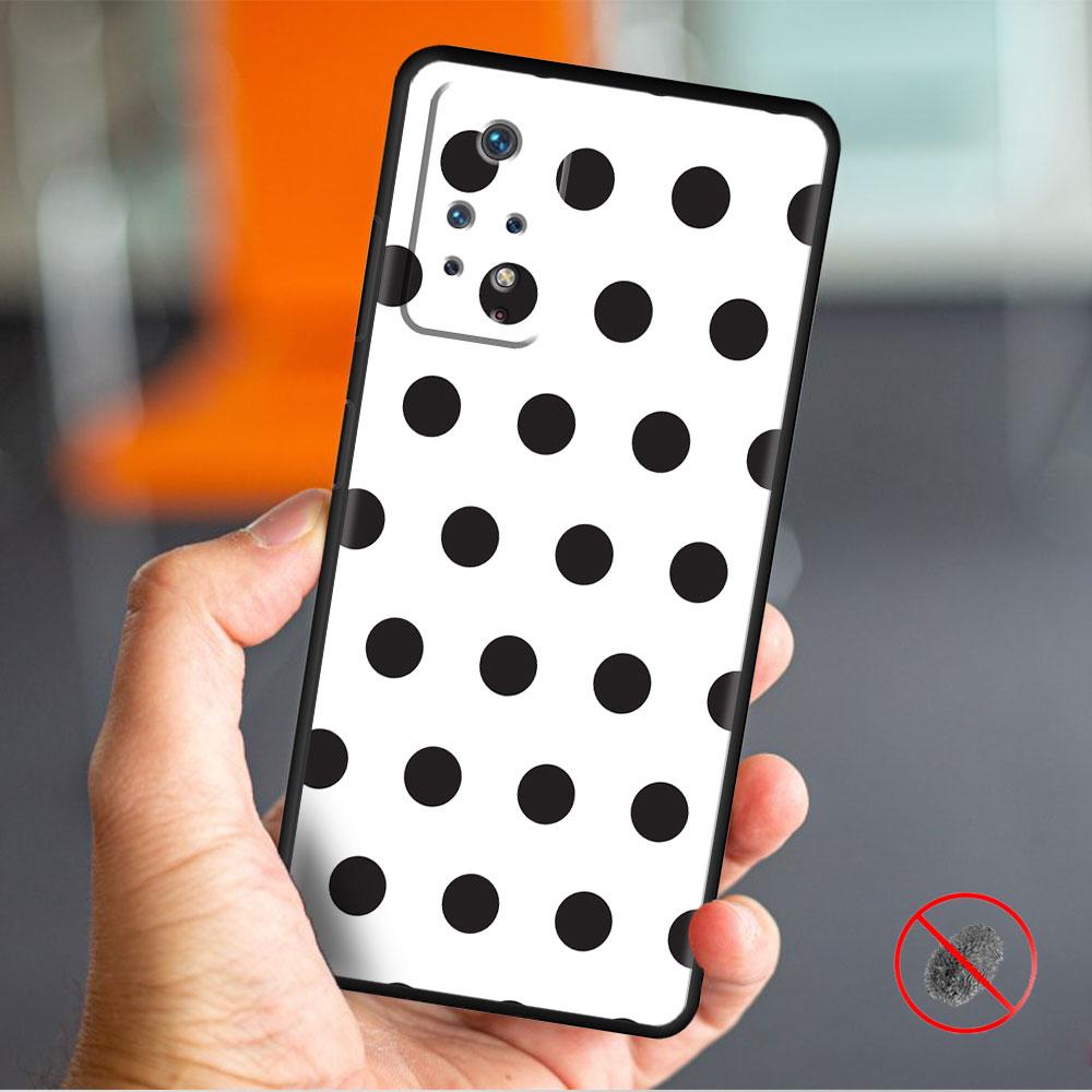 Чехол Celular Funda, черный и белый силикон в горошек для Redmi Note 9T 9A 9 10 9S 8 K40 9C 7 11 Pro 10C 8T K40S