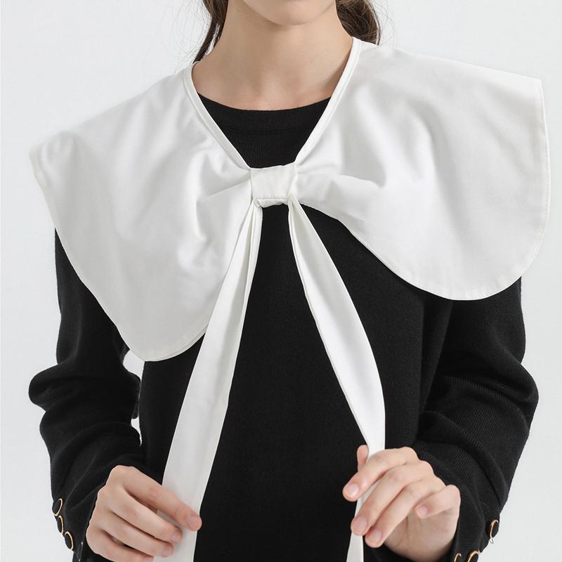 Lapel Bowknots False Collar for Women Blouse Half Shirt Detachable Collar Big Lapel Shoulder Wraps Cape Girls Fake Collar