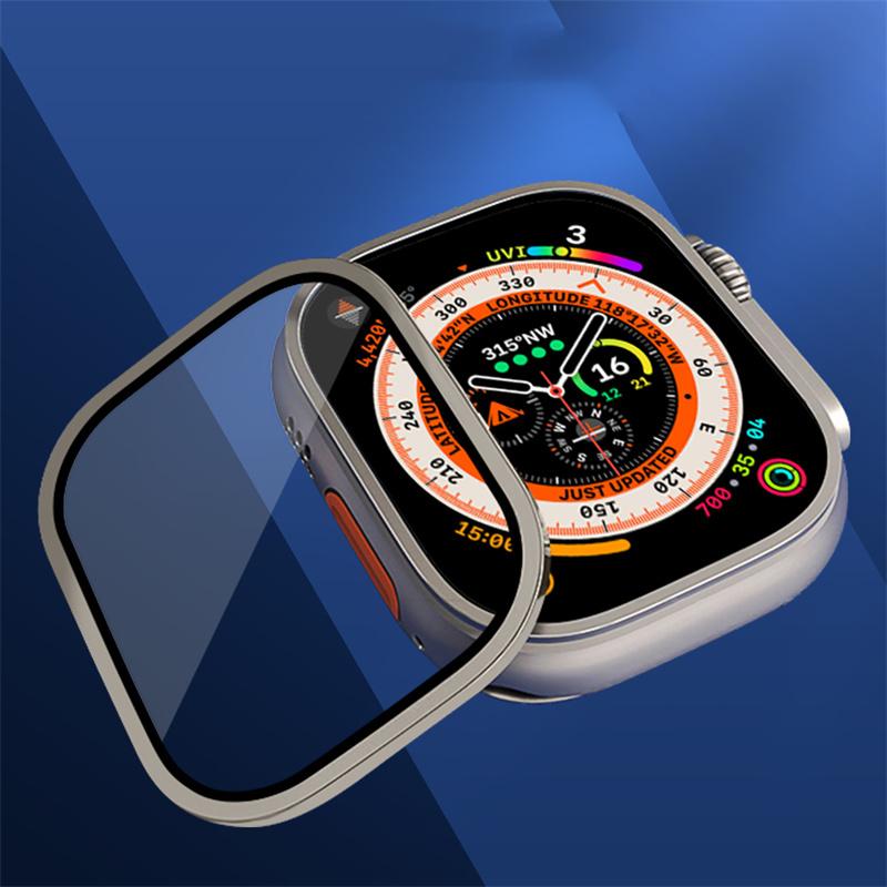 Корпус из алюминиевого сплава + закаленное стекло для Apple Watch Ultra 2 49 мм Защитная пленка от царапин для iWatch Ultra 49 мм