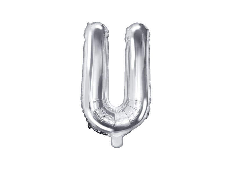 Balon Foliowy Litera "U" Srebrny 35 Cm