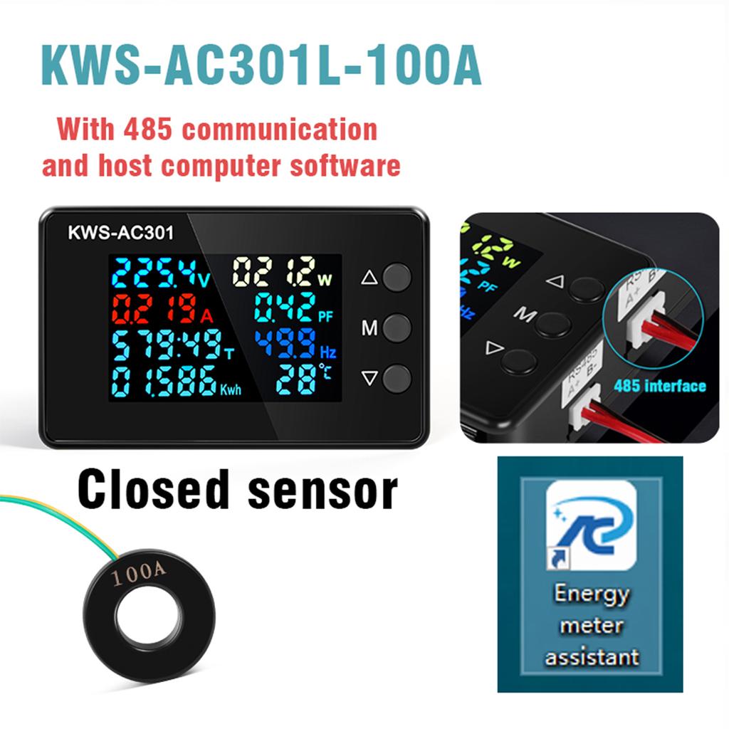 KWS-AC301 Ваттметр Измеритель мощности Вольтметр Мультиметры Тестер Анализаторы мощности Светодиодный Электрический счетчик AC 0-20/100A Детектор