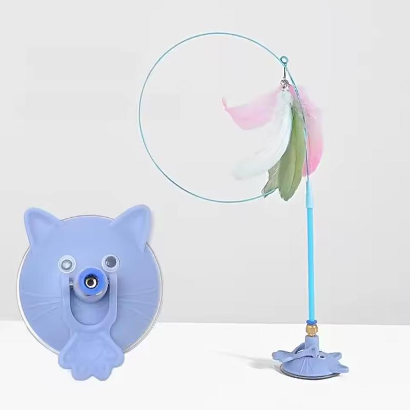 Pet Toy Teasing Cat Stick Feathers Wand With Bell Interactive Toys Kitten Playing Suction Cup Toy Play With Cat Pet Accesorios