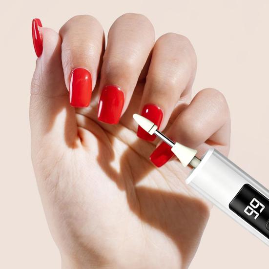 Manicure Pedicure Tool Cordless Electric Nail Drill, 3-Speed File with LED Light, Rechargeable Polishing USB for Shaping, Buffing, Cuticle Care Travel