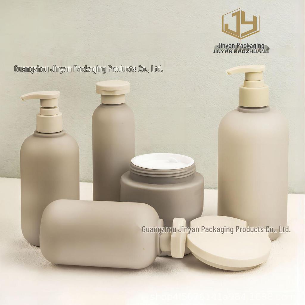 Cosmetic Packaging Set: Plush HDPE Lotion Bottle, Cream Jar, Serum Bottle, Skincare Bottles Available