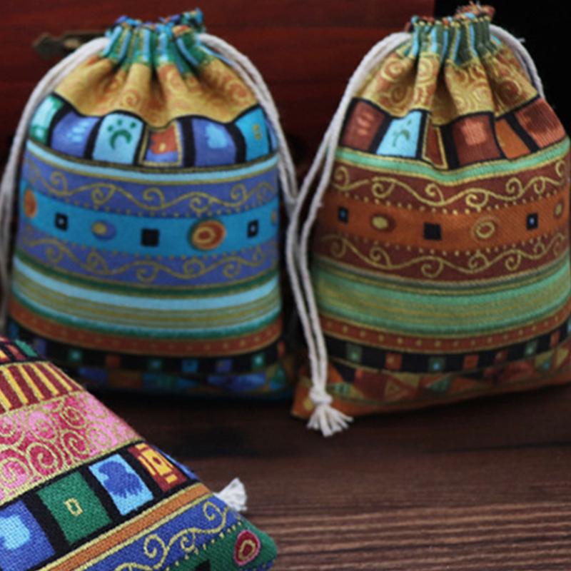 Очаровательные мешочки, 1 шт., льняные мешочки с бантом, цветные льняные сумки на шнурке, ювелирные подарочные сумки, племенные племена