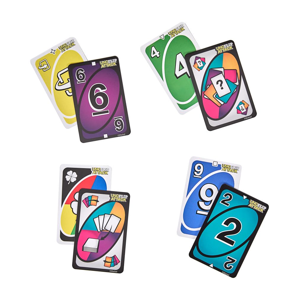 Карточная игра Mattel Games UNO Flip Attack для детей и взрослых - Семейный вечер! Объединяет UNO Flip & Attack в одну игру