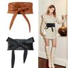Womens Fashion PU Leather Girdle Waist Belt Without Buckle Models Bow Tie Leather Belt Wide Waist Belts Decorative Waist Cover