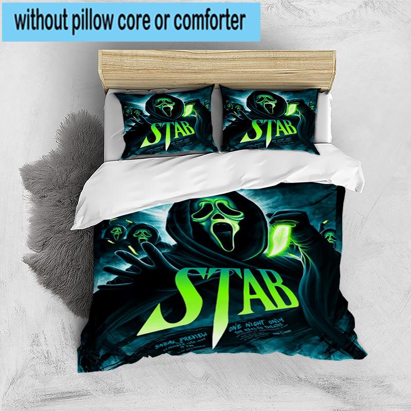 3PCS Ghostface Night Horror 3pcs Bedding,Including 3PCS Duvet Cover And 2pcs Pillowcases Perfect for Christmas,Ideal for Bedroom, Dormitory