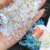50pcs Nail Shaped Drill Rhinestones Parts Aurora Illusion Transparent Crystal Drop Rhombus Arrow Colorful Flatback Stones 3D Gems Nails Art Decoration