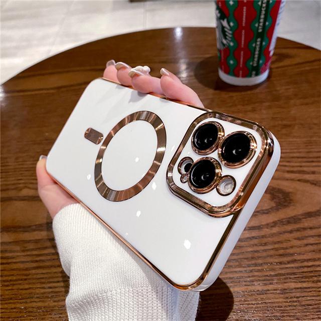 Чехол-бампер с магнитным квадратным покрытием Magsafe для Iphone 11 12 13 14 Pro Max, роскошный силиконовый защитный чехол для линз 14 Pro Max