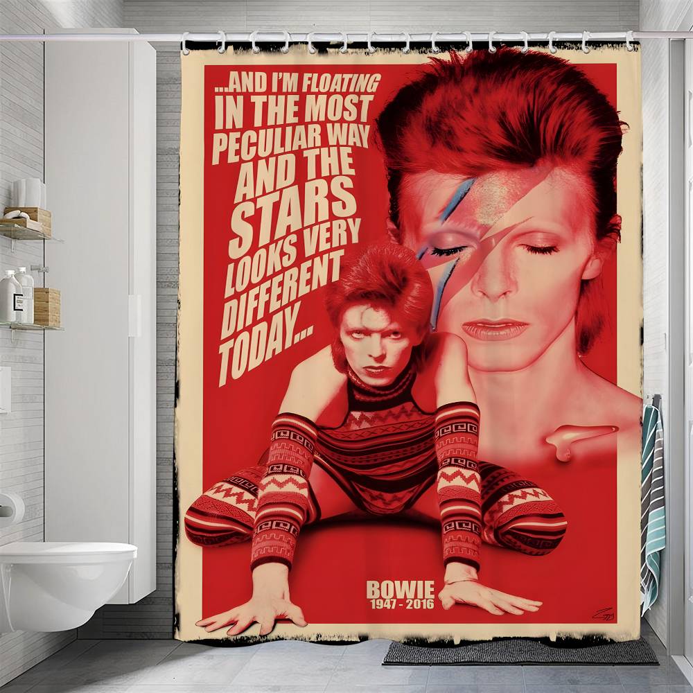 British Rock Singer D-David_B-Bowie Funny And Creative Beach Shower Curtain Waterproof Polyester Bath Curtains For Bathroom