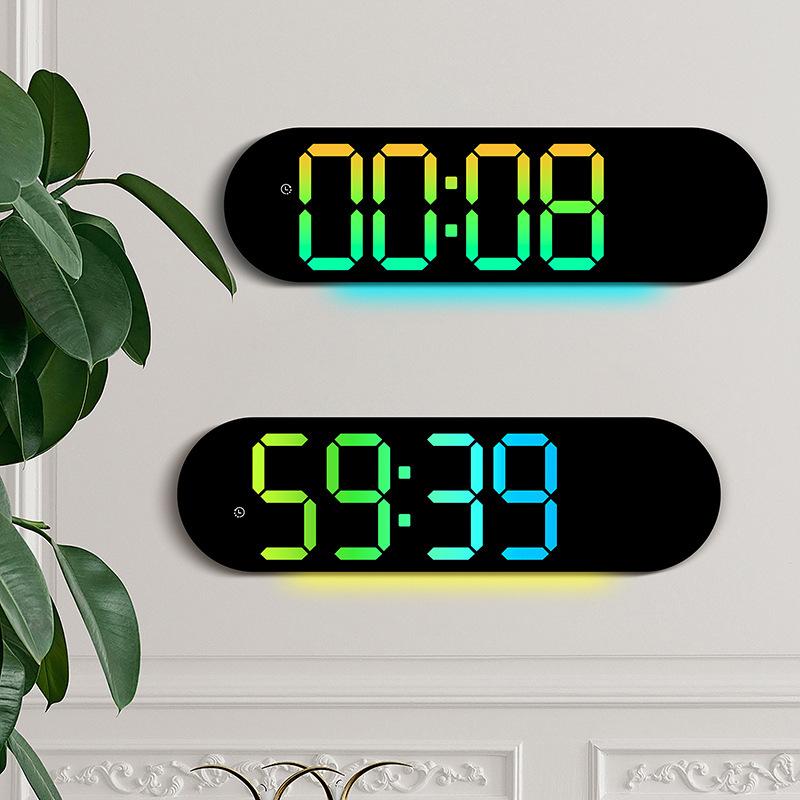 New RGB LED Digital Wall Clock - Multifunctional Color Changing Large Display for Living Room, 6666R