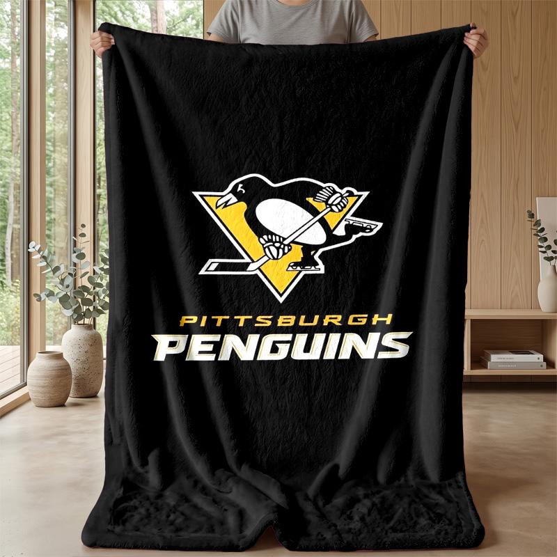 Pittsburgh Penguins Flannel Fleece Blanket Cozy Warm Throw Blanket For Couch Bed Travel All Season Use