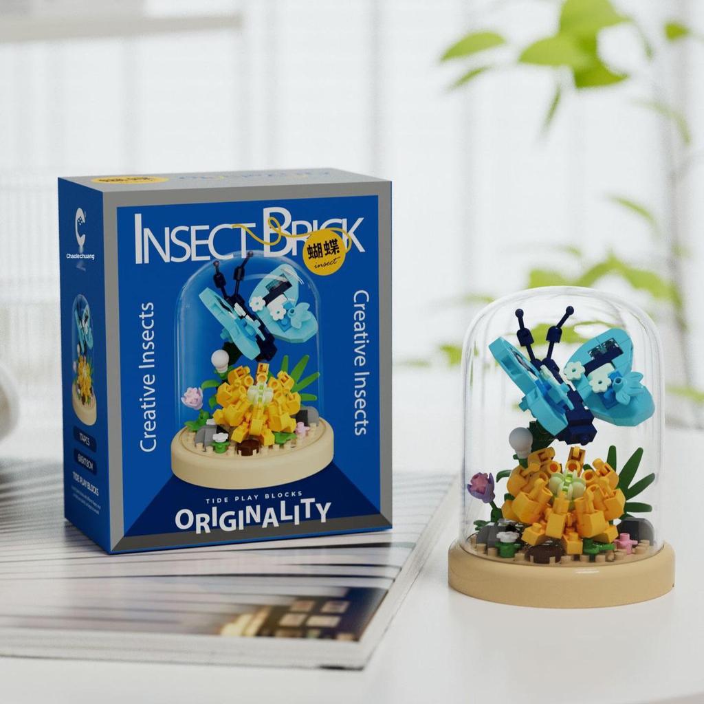 Серия «Насекомые приграничья»: Совместимый с Лего Сборный игрушечный бонсай с цветами для детей