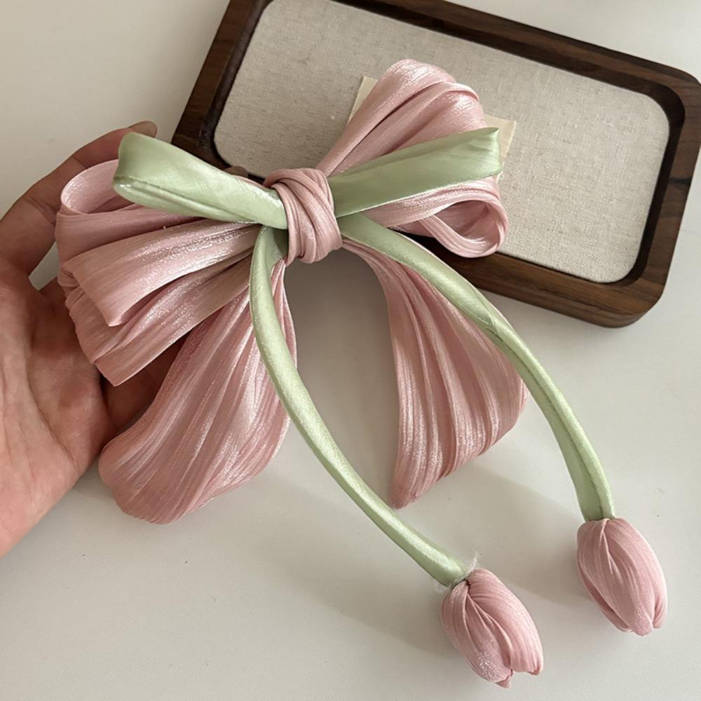 Cloth Tulip Ribbon Hair Ring Hair Tie Flower Hair Claw Exquisite Bowknot Hair Clip Girl