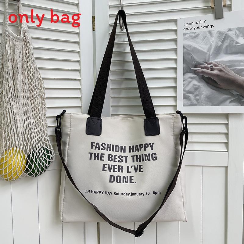 Oxford Canvas Tote Bag For Women With Letter Print Soft Shoulder Daily Use