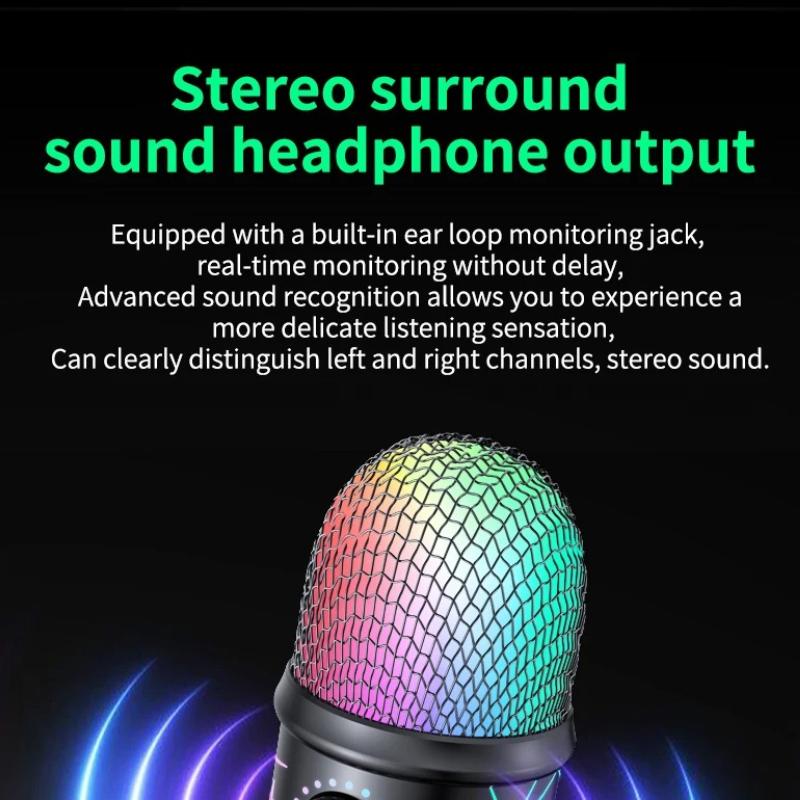 USB-микрофон Play Gaming Mic для ПК Mac PS4/5 Podcast Microphone с RGB-монитором Mute, шумоподавлением для записи и трансляции