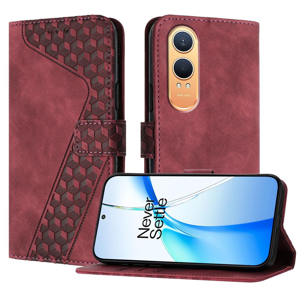 For OnePlus Nord CE4 Lite 5G Leather Case 7-Shaped Pattern Wallet Stand Shockproof Phone Cover
